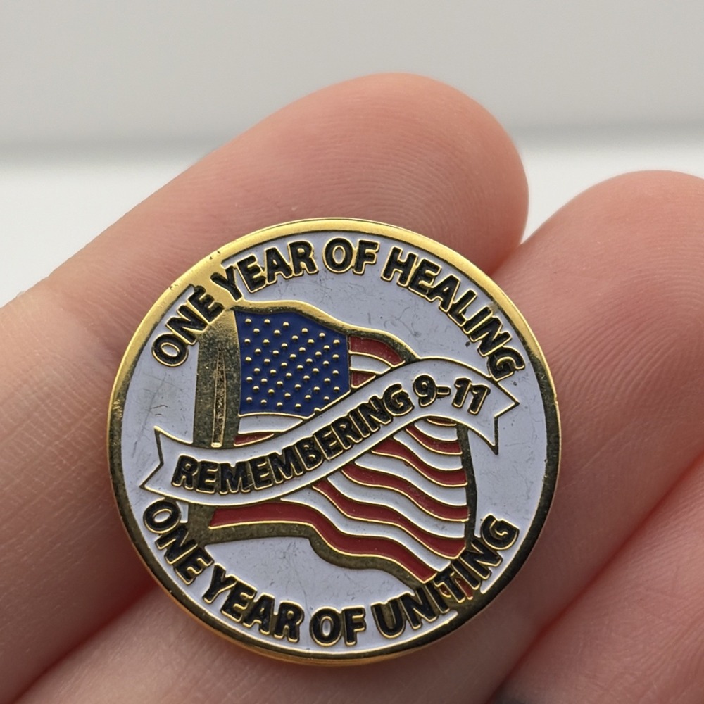 Remembering 9-11 One Year Of Healing One Year Of Uniting Lapel Hat Pin